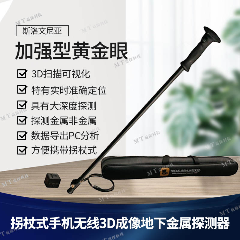 進(jìn)口加強型黃金眼無線手機(jī)3D成像可視地面掃描儀拐杖式金屬探測器